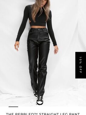 THE PEBBLED™ STRAIGHT LEG PANT Straight Leg Faux Leather Pants - Black